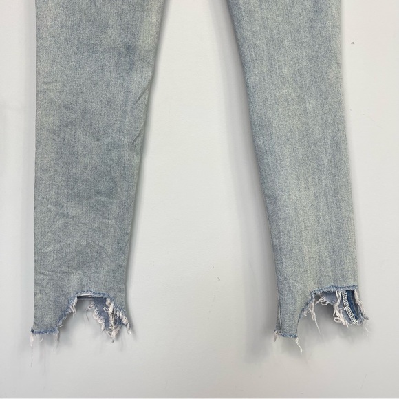 Rag & Bone Ankle Skinny Jeans in Lynn Holes 28 Chewed Hem Patchwork Light Wash - Picture 9 of 16